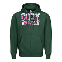 Sports Green pink cozy season with snowman ado Zipper Hoodie - AdoDesignShop