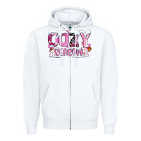 White pink cozy season with snowman ado Zipper Hoodie - AdoDesignShop