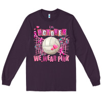 Plum in october we wear pink volleyball Long Sleeve Tee - AdoDesignShop