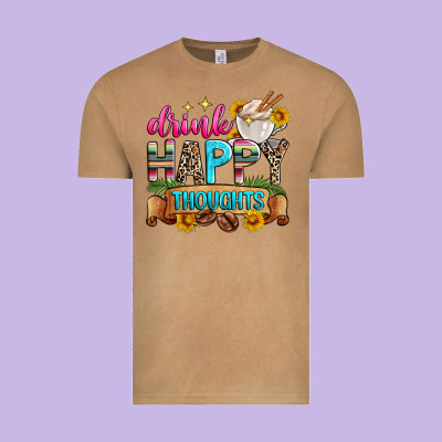 Drink Happy Thoughts Vintage Tee Designed By Zillion Design Studio