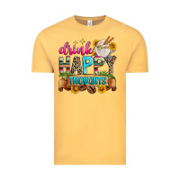 Vintage Mustard drink happy thoughts Vintage Tee - Zillion Design Studio