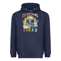 Navy everything sucks Heavyweight Hoodie - MaliasSmallBusiness