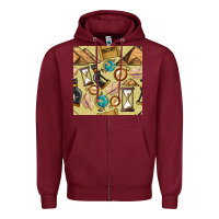 Burgundy history seamless pattern Zipper Hoodie - BundleAndBundleShop