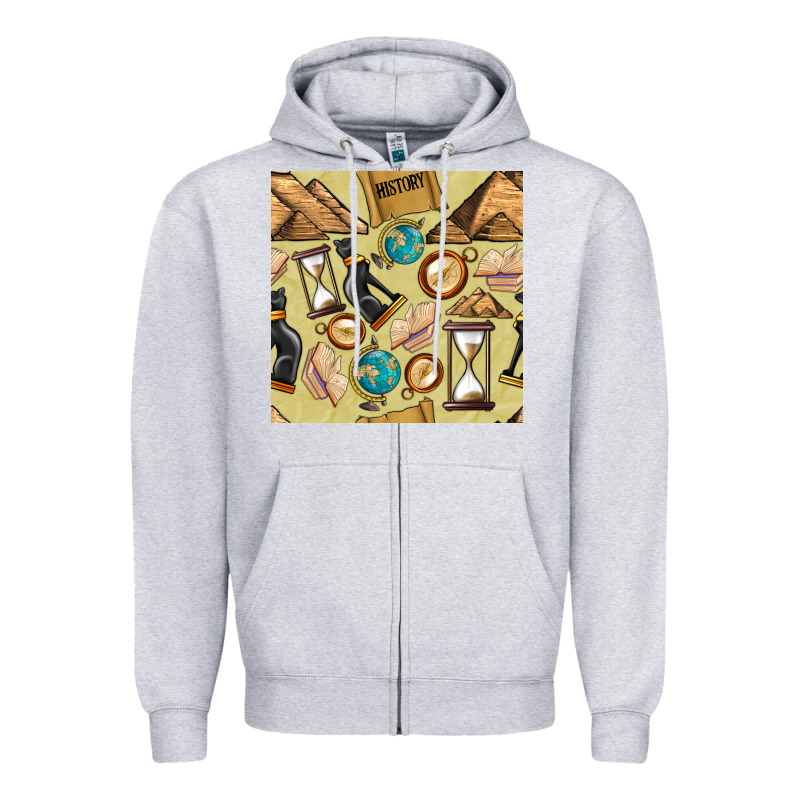 History Seamless Pattern Zipper Hoodie by BundleAndBundleShop | Teevron