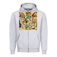 Heather Grey history seamless pattern Zipper Hoodie - BundleAndBundleShop