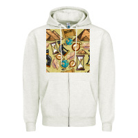 Oatmeal Heather history seamless pattern Zipper Hoodie - BundleAndBundleShop