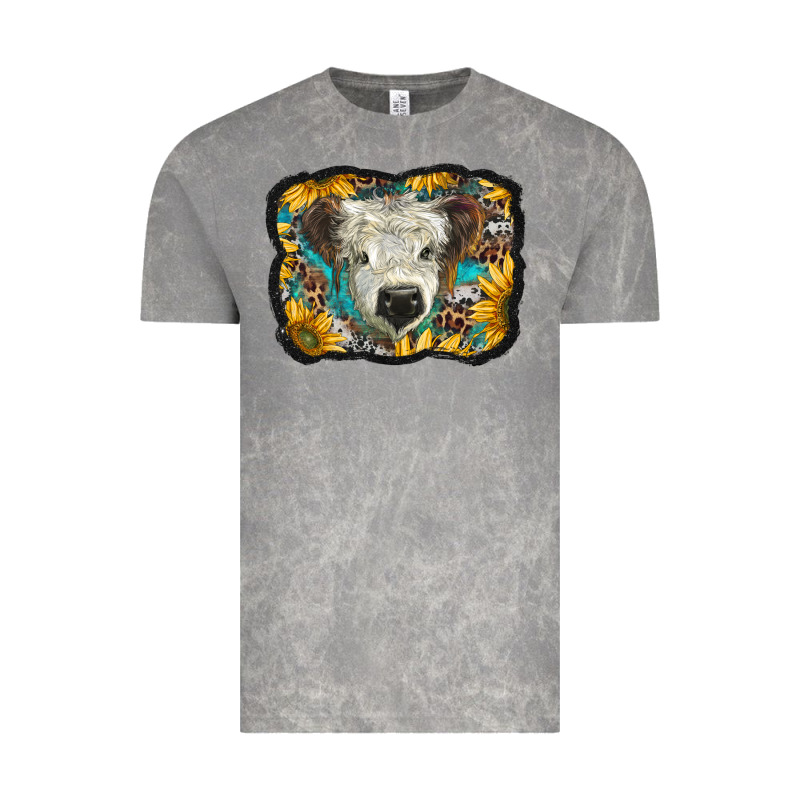 White Scottish Calf With Sunflowers Western  Background Vintage Tee by BarkalooDesign | Teevron
