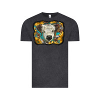 Vintage Black white scottish calf with sunflowers western  background Vintage Tee - BarkalooDesign