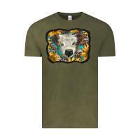 Vintage Olive white scottish calf with sunflowers western  background Vintage Tee - BarkalooDesign