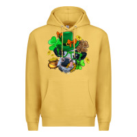 Antique Gold St. Patrick Cow Clover Premium Hoodie - BundleAndBundleShop