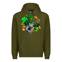 Army Green St. Patrick Cow Clover Premium Hoodie - BundleAndBundleShop