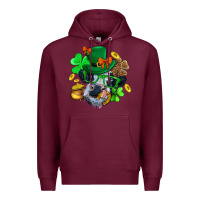 Burgundy St. Patrick Cow Clover Premium Hoodie - BundleAndBundleShop