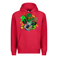 Cardinal St. Patrick Cow Clover Premium Hoodie - BundleAndBundleShop