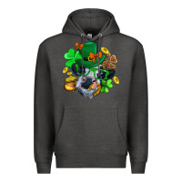 Charcoal Heather St. Patrick Cow Clover Premium Hoodie - BundleAndBundleShop