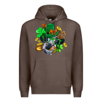 Coffee St. Patrick Cow Clover Premium Hoodie - BundleAndBundleShop