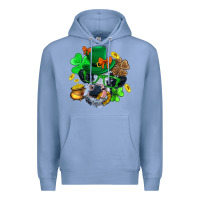 Colony Blue St. Patrick Cow Clover Premium Hoodie - BundleAndBundleShop
