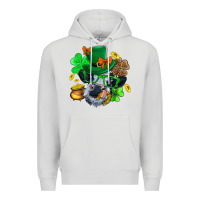 Dove Grey St. Patrick Cow Clover Premium Hoodie - BundleAndBundleShop