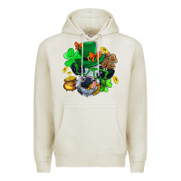 Oatmeal Heather St. Patrick Cow Clover Premium Hoodie - BundleAndBundleShop