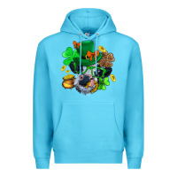 Ocean Blue St. Patrick Cow Clover Premium Hoodie - BundleAndBundleShop