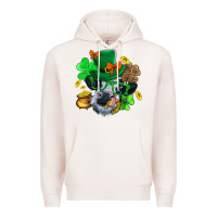 Pale Pink St. Patrick Cow Clover Premium Hoodie - BundleAndBundleShop