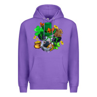 Purple St. Patrick Cow Clover Premium Hoodie - BundleAndBundleShop
