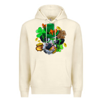 Sandshell St. Patrick Cow Clover Premium Hoodie - BundleAndBundleShop