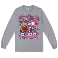 Heather Grey in october we wear cheer pink football Long Sleeve Tee - AdoDesignShop