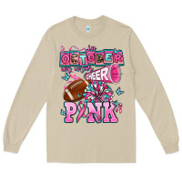 Mushroom in october we wear cheer pink football Long Sleeve Tee - AdoDesignShop