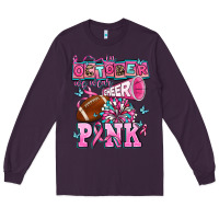 Plum in october we wear cheer pink football Long Sleeve Tee - AdoDesignShop