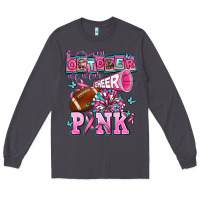 Smoke in october we wear cheer pink football Long Sleeve Tee - AdoDesignShop