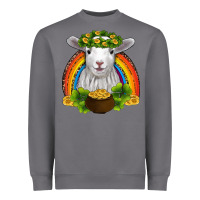 St Patricks Day Baby Sheep Shamrocks Gold Rainbow Heavyweight Sweatshirt | Teevron