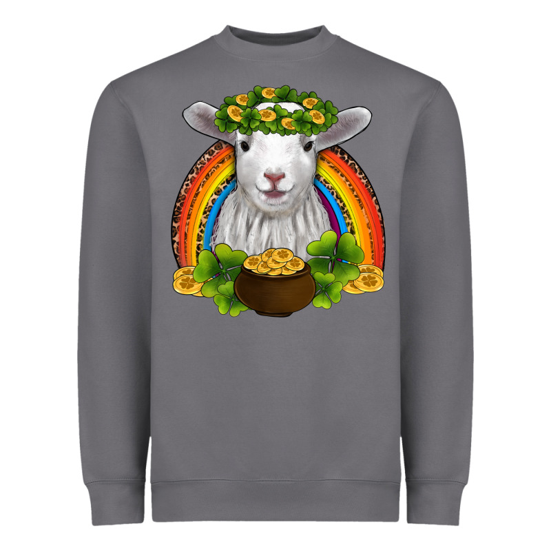 St Patricks Day Baby Sheep Shamrocks Gold Rainbow Heavyweight Sweatshirt by RanaPortraitStore | Teevron
