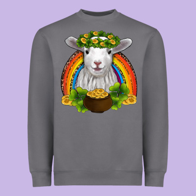 St Patricks Day Baby Sheep Shamrocks Gold Rainbow Heavyweight Sweatshirt Designed By Ranaportraitstore
