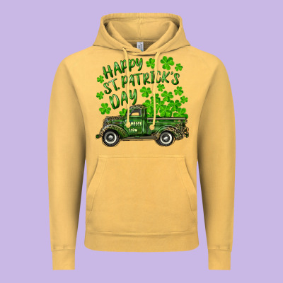 Vintage Hoodie Happy st. patrick's day shamrock farm truck