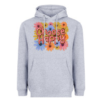 Heather Grey choose happy Heavyweight Hoodie - MaliasSmallBusiness