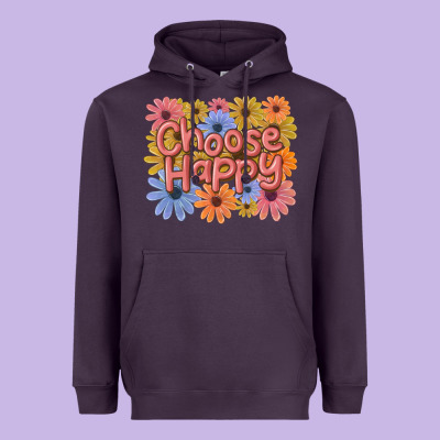 Choose Happy Heavyweight Hoodie Designed By Maliassmallbusiness