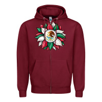 Burgundy sunflower mexican flag Zipper Hoodie - JahusDesignShop