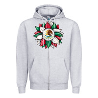Heather Grey sunflower mexican flag Zipper Hoodie - JahusDesignShop