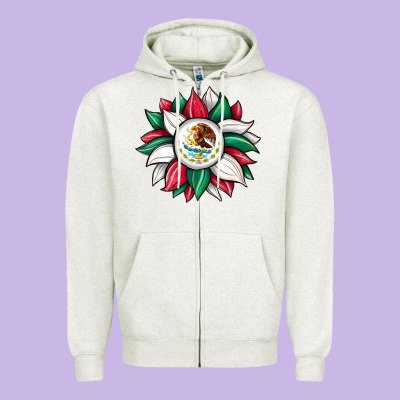 Sunflower Mexican Flag Zipper Hoodie Designed By Jahusdesignshop