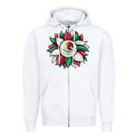 White sunflower mexican flag Zipper Hoodie - JahusDesignShop