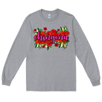 Heather Grey Chingona with roses Long Sleeve Tee - AdoDesignShop