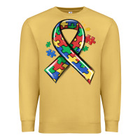 Antique Gold autism puzzle ribbon Premium Sweatshirt - MaliasSmallBusiness