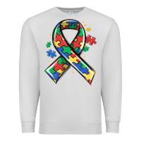 Dove Grey autism puzzle ribbon Premium Sweatshirt - MaliasSmallBusiness