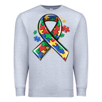 Heather Grey autism puzzle ribbon Premium Sweatshirt - MaliasSmallBusiness