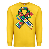 Lemon autism puzzle ribbon Premium Sweatshirt - MaliasSmallBusiness
