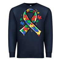 Navy autism puzzle ribbon Premium Sweatshirt - MaliasSmallBusiness