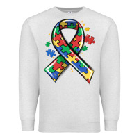Oatmeal Heather autism puzzle ribbon Premium Sweatshirt - MaliasSmallBusiness