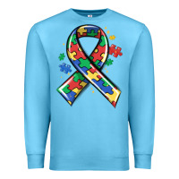 Ocean Blue autism puzzle ribbon Premium Sweatshirt - MaliasSmallBusiness