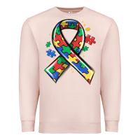 Pale Pink autism puzzle ribbon Premium Sweatshirt - MaliasSmallBusiness