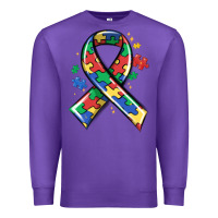 Purple autism puzzle ribbon Premium Sweatshirt - MaliasSmallBusiness